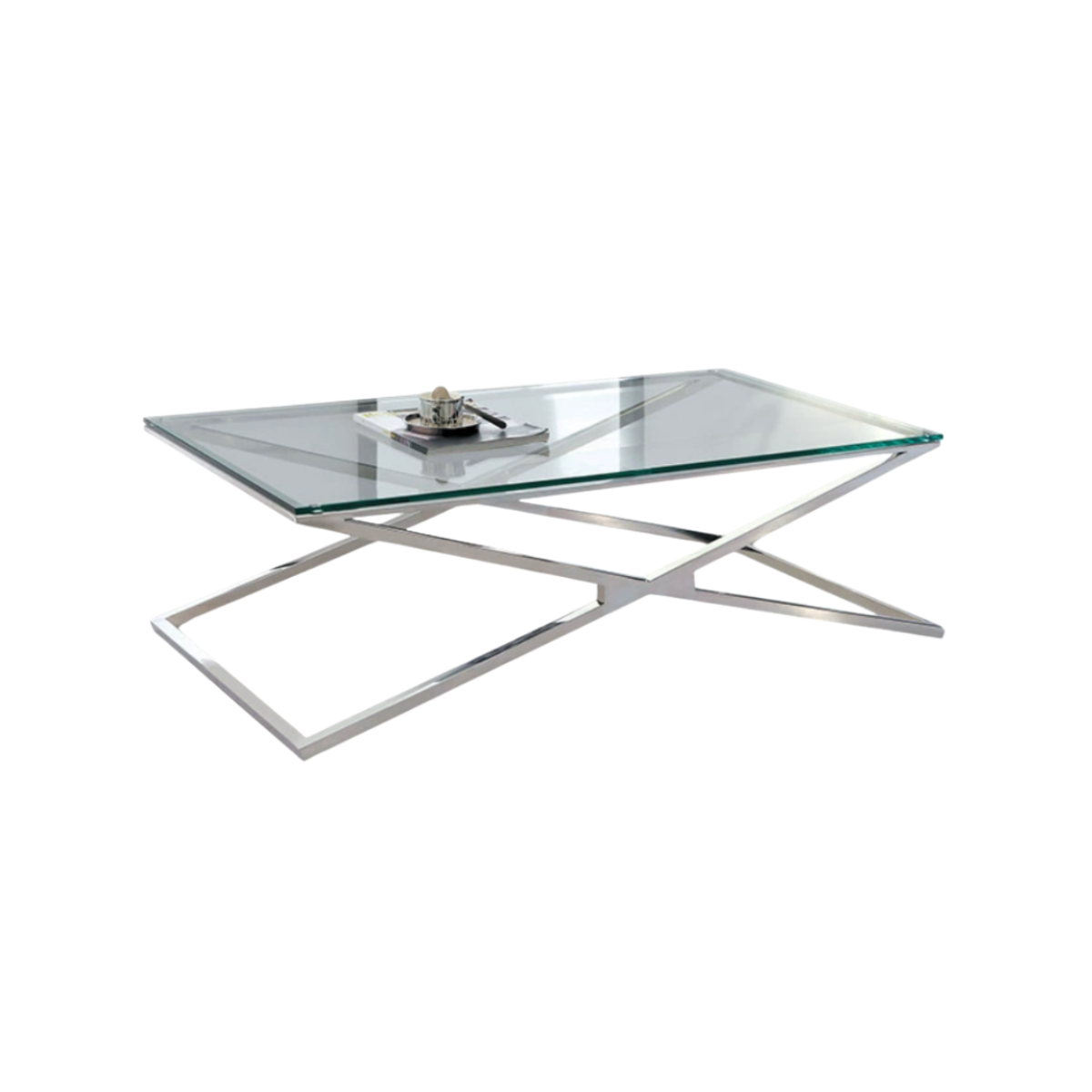 X-Frame Glass Table – N2 stainless