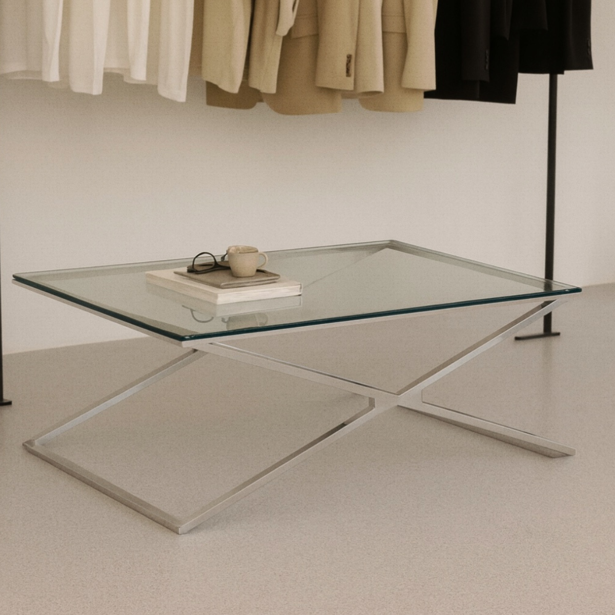 X-Frame Glass Table