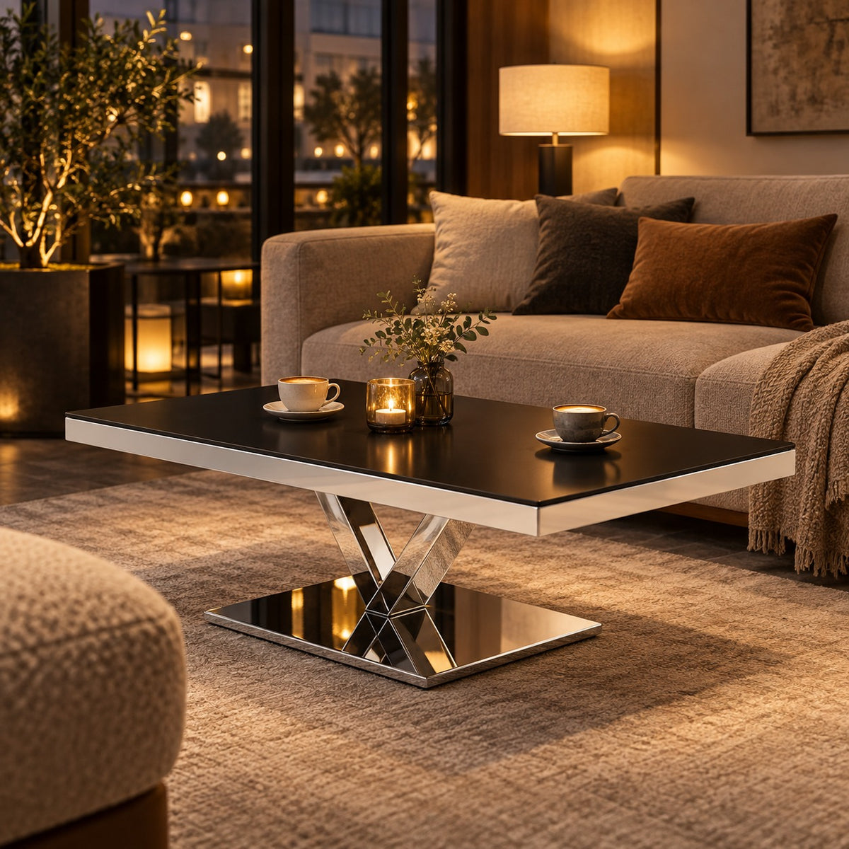 Vee Pedestal Coffee Table 使用イメージ（飲食店）