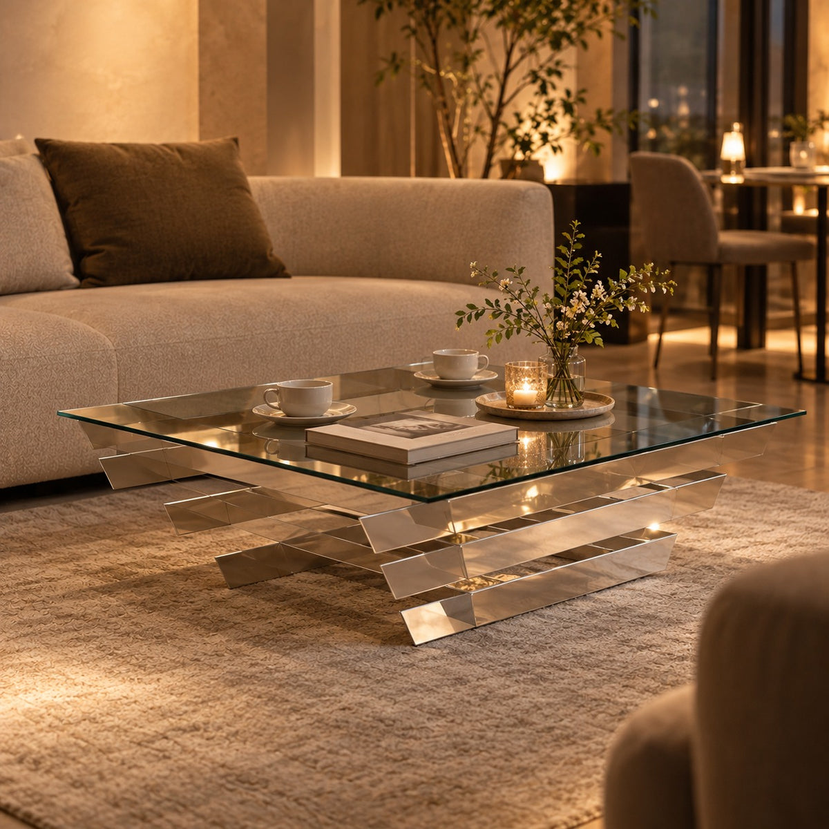 Cascade Square Coffee Table 使用イメージ（飲食店）