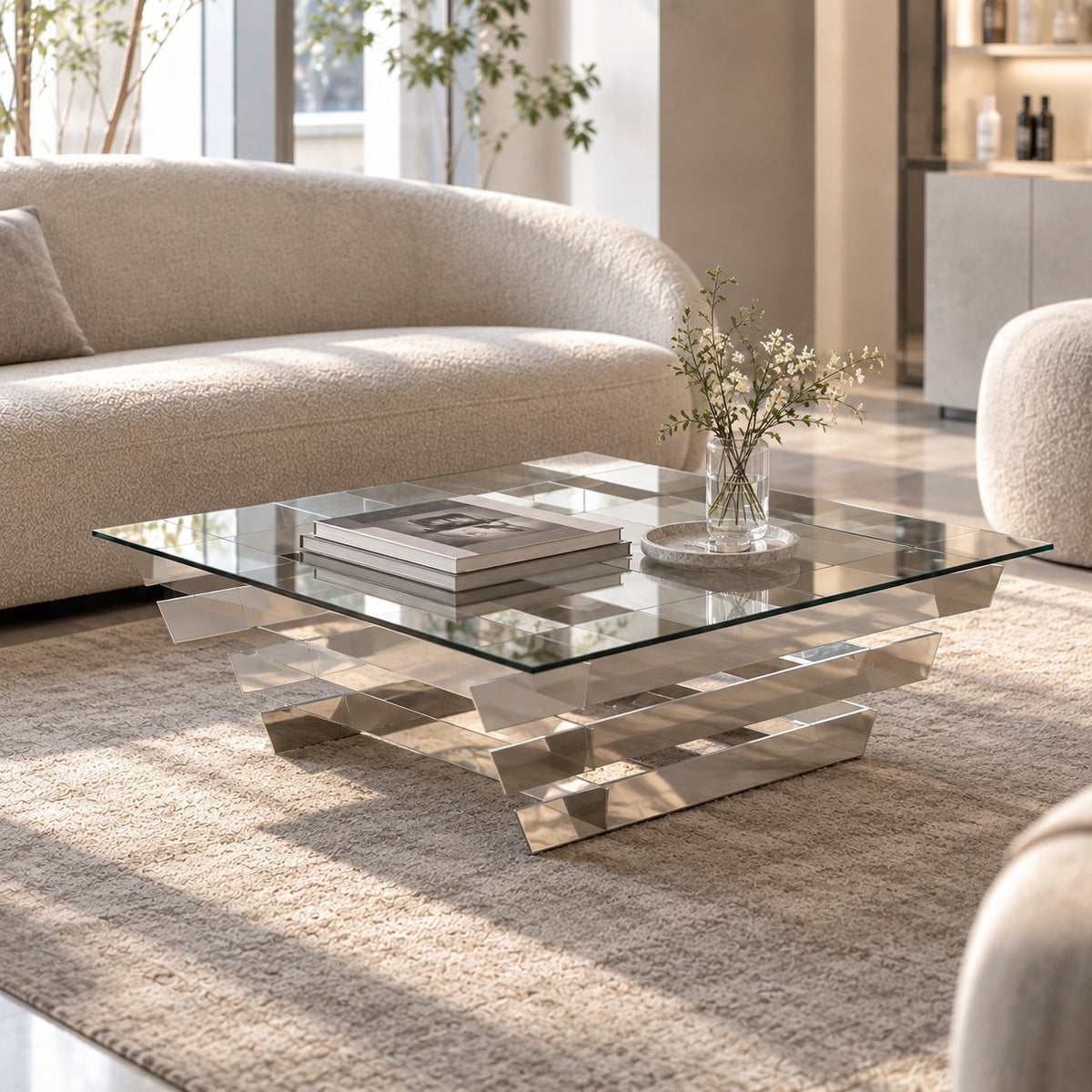 Cascade Square Coffee Table 使用イメージ（サロン）