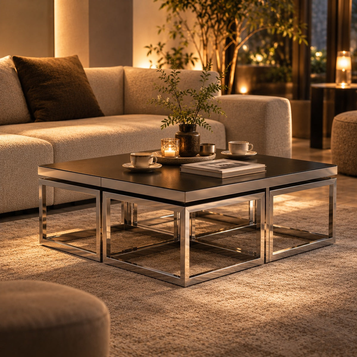 Nest Frame Coffee Table 使用イメージ（飲食店）