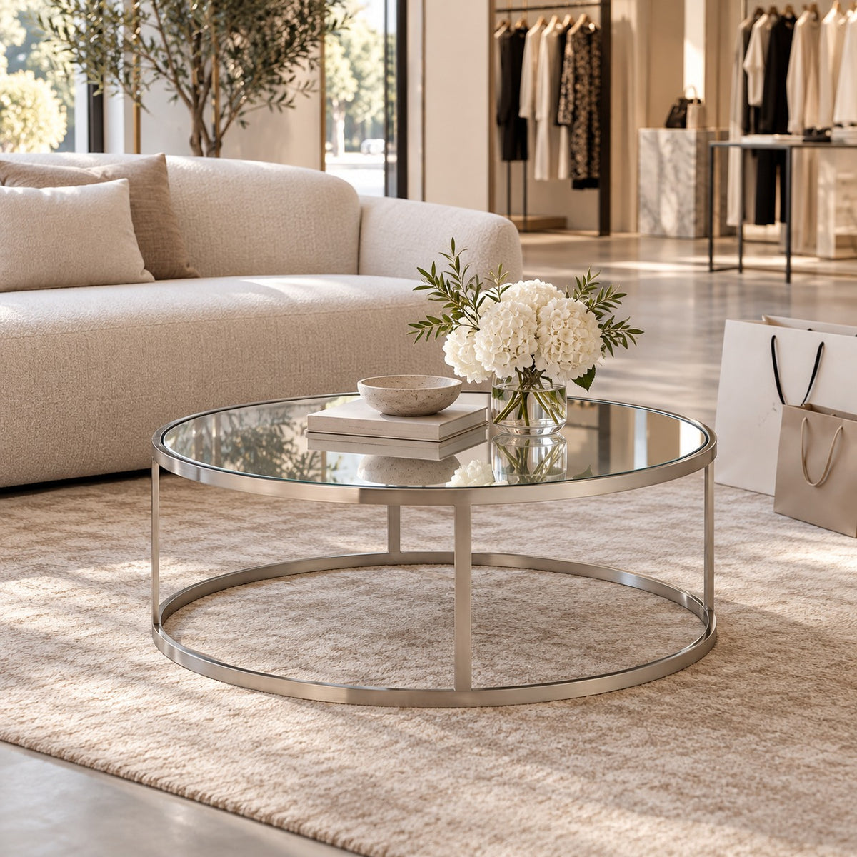 Halo Ring Coffee Table 使用イメージ（アパレル店）