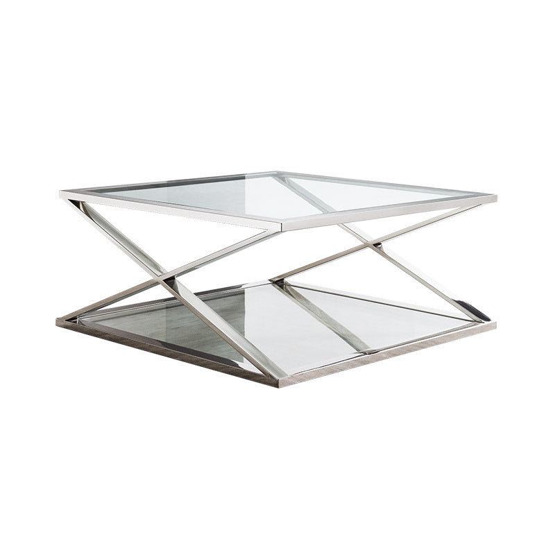 X-Frame Square Glass Table