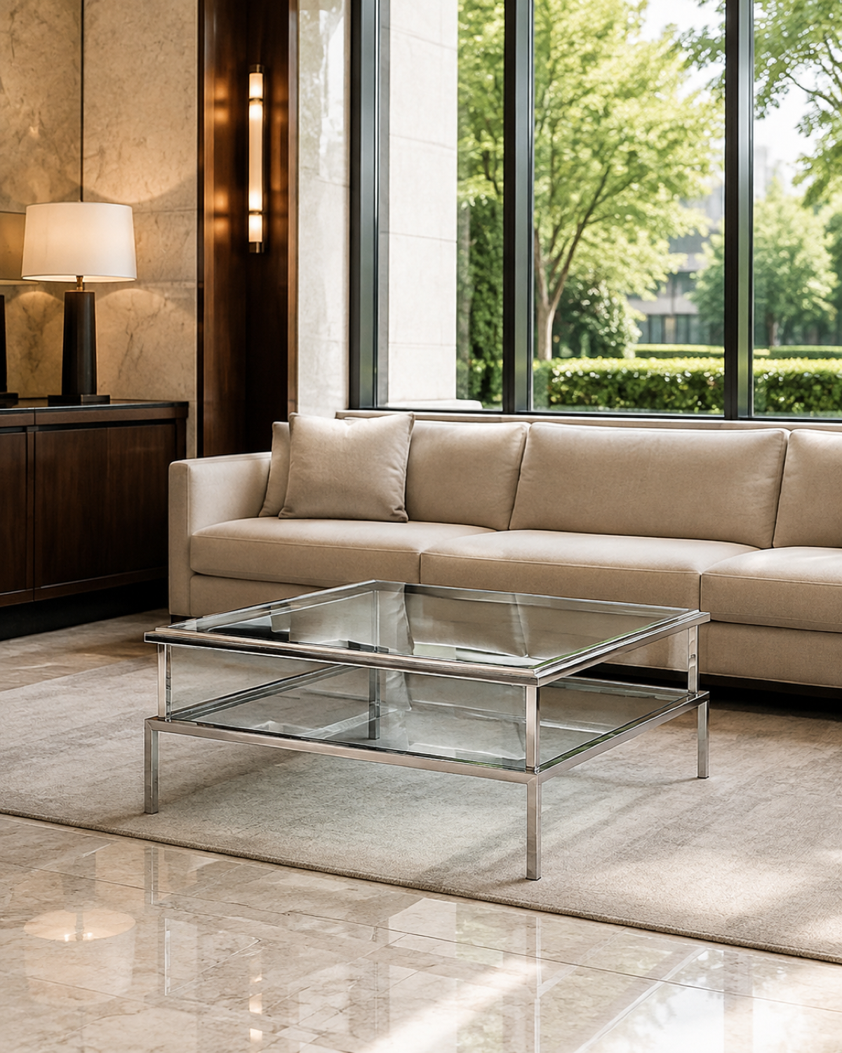 Double Deck Glass Table｜ホテルラウンジ