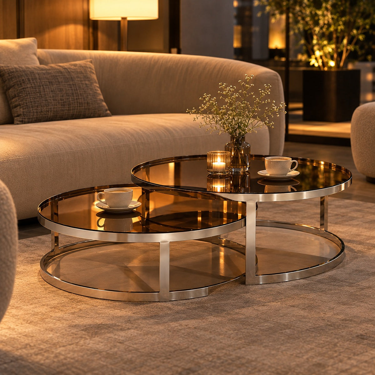 Duo Bronze Nest Coffee Table 使用イメージ（飲食店）