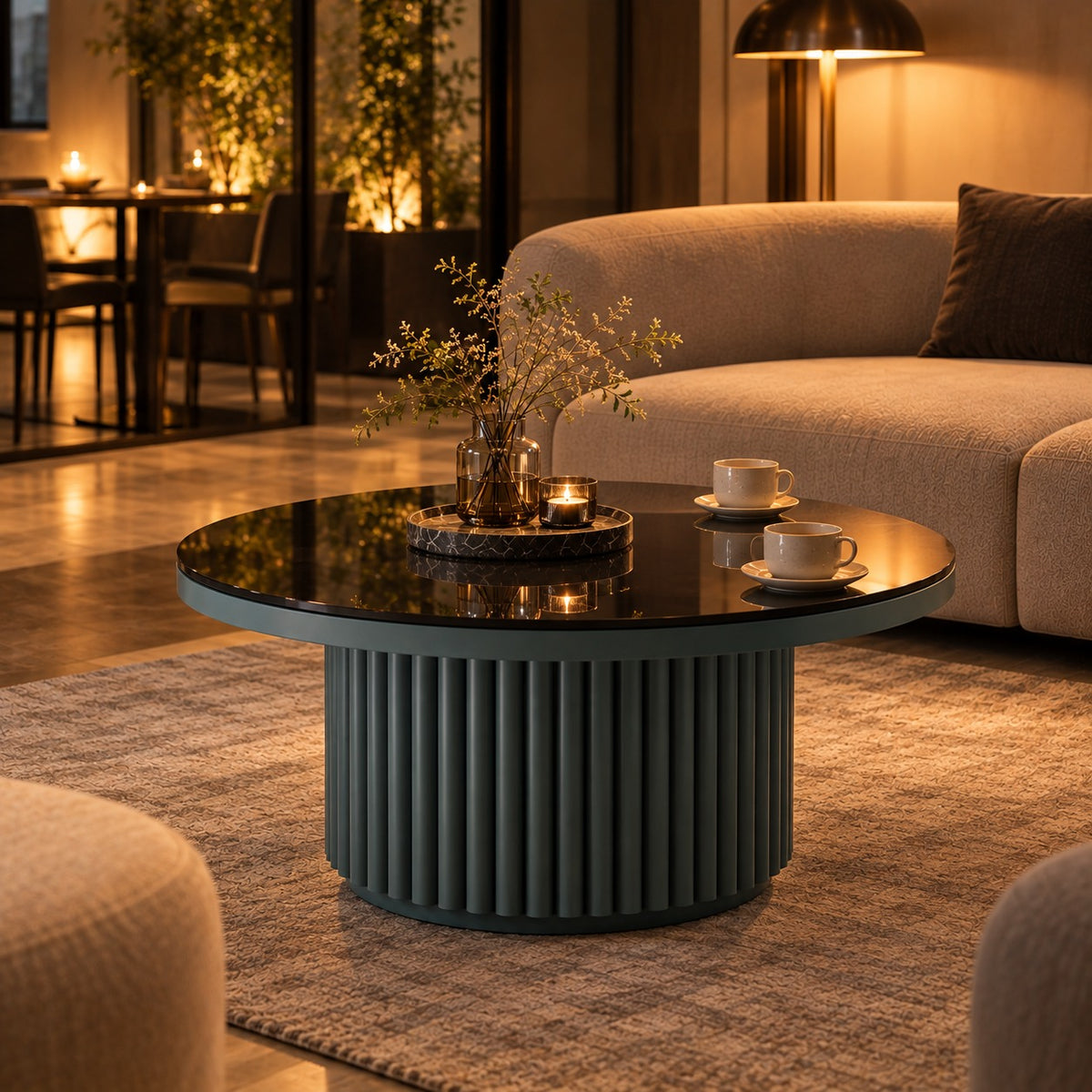 Fluted Drum Coffee Table 使用イメージ（飲食店）