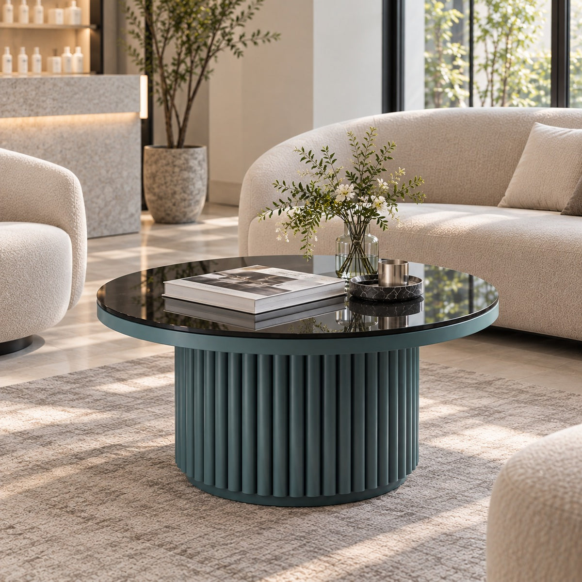 Fluted Drum Coffee Table 使用イメージ（サロン）