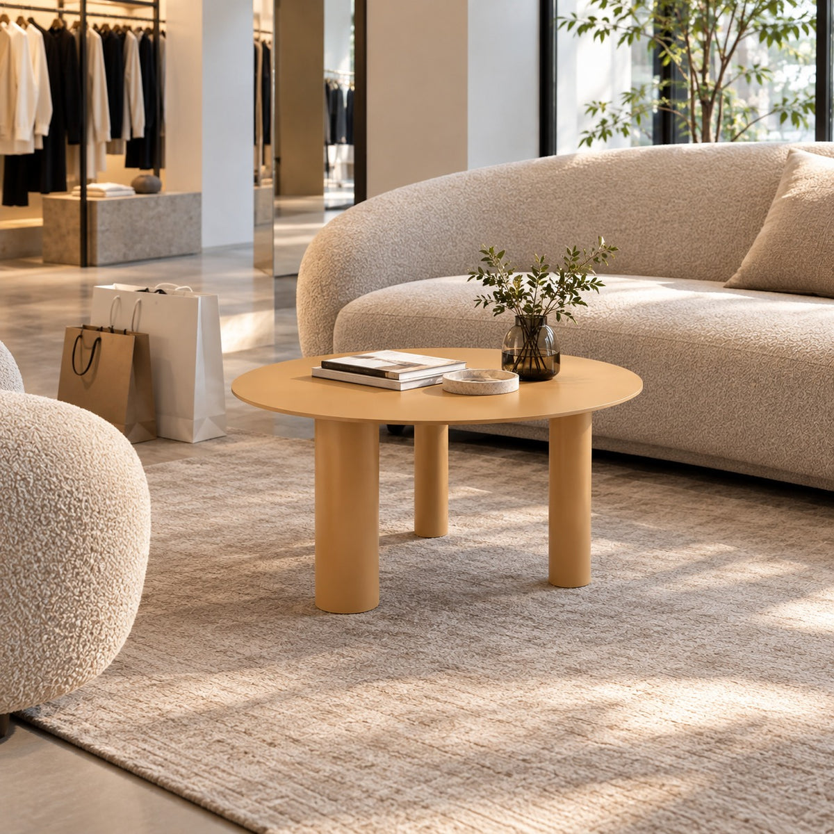 Trio Leg Round Table 使用イメージ（アパレル店）