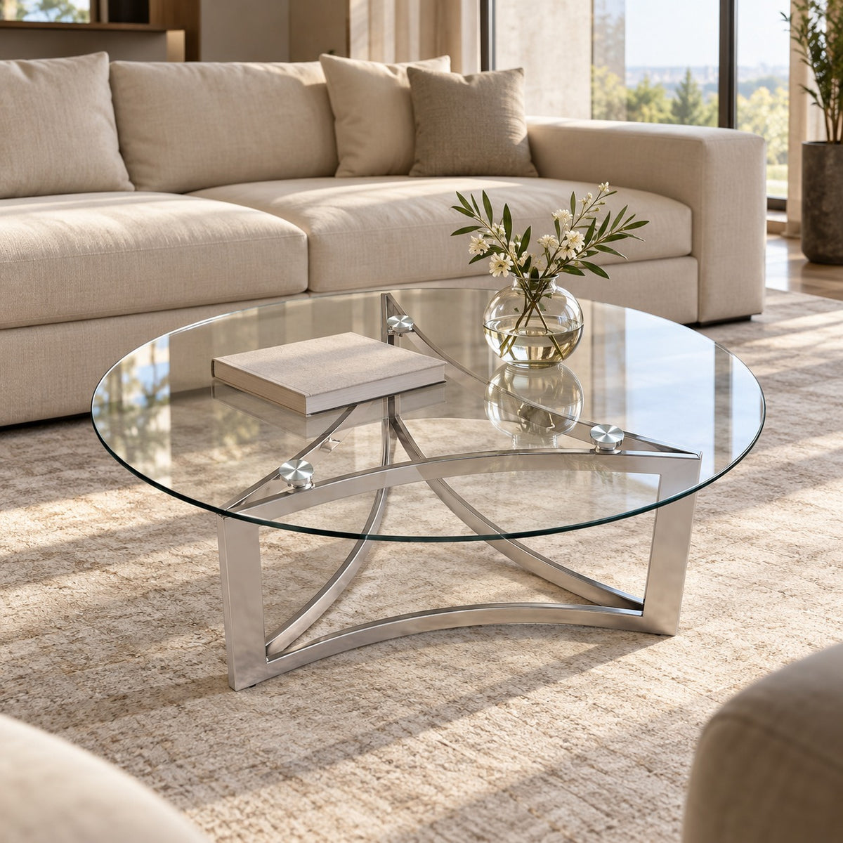 Trefoil Glass Coffee Table 使用イメージ