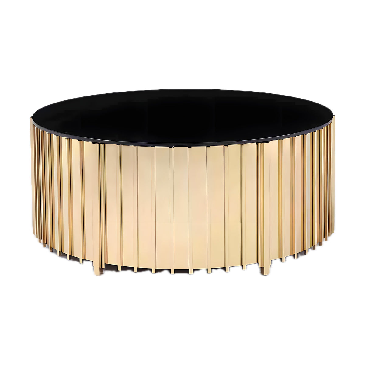 Gold Fluted Drum Coffee Table