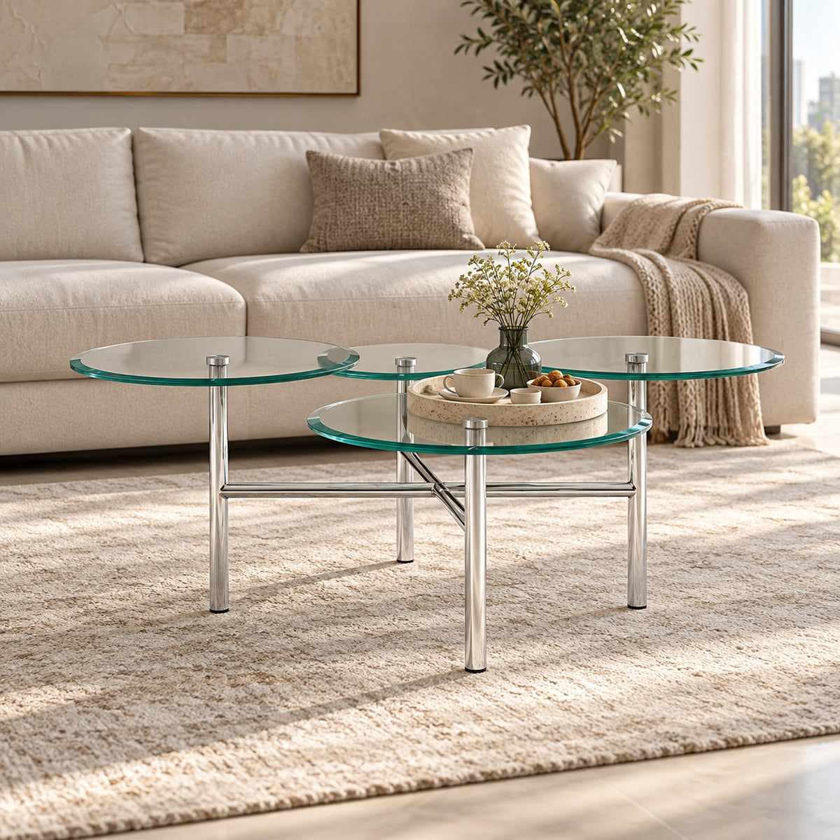 Pebble Glass Coffee Table 使用イメージ