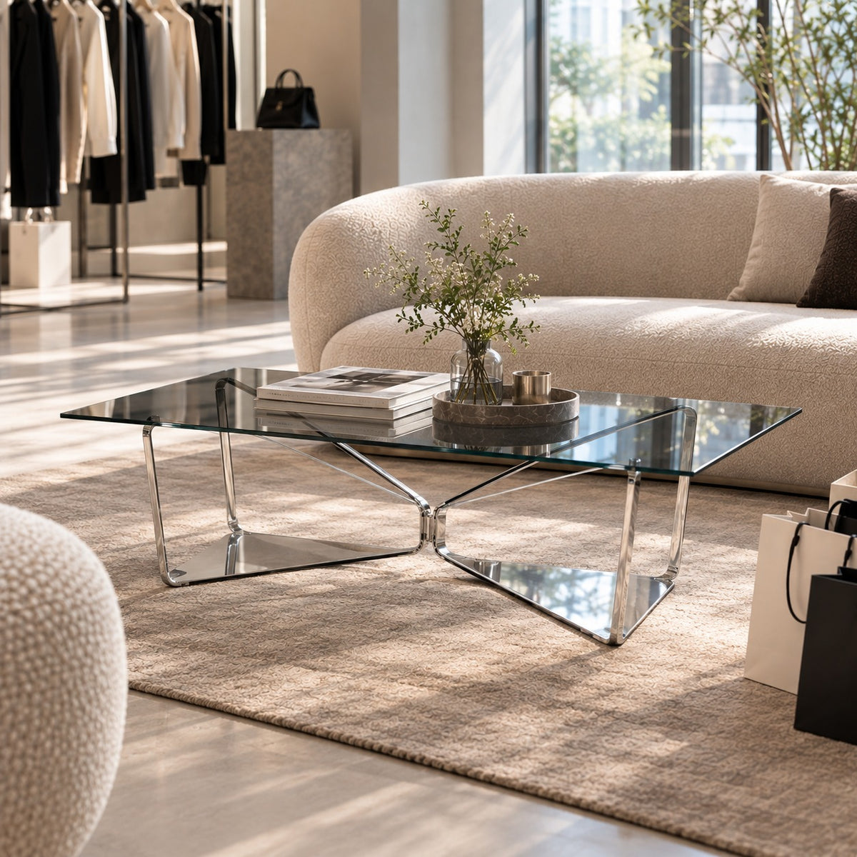 Wire X Coffee Table 使用イメージ（アパレル店）