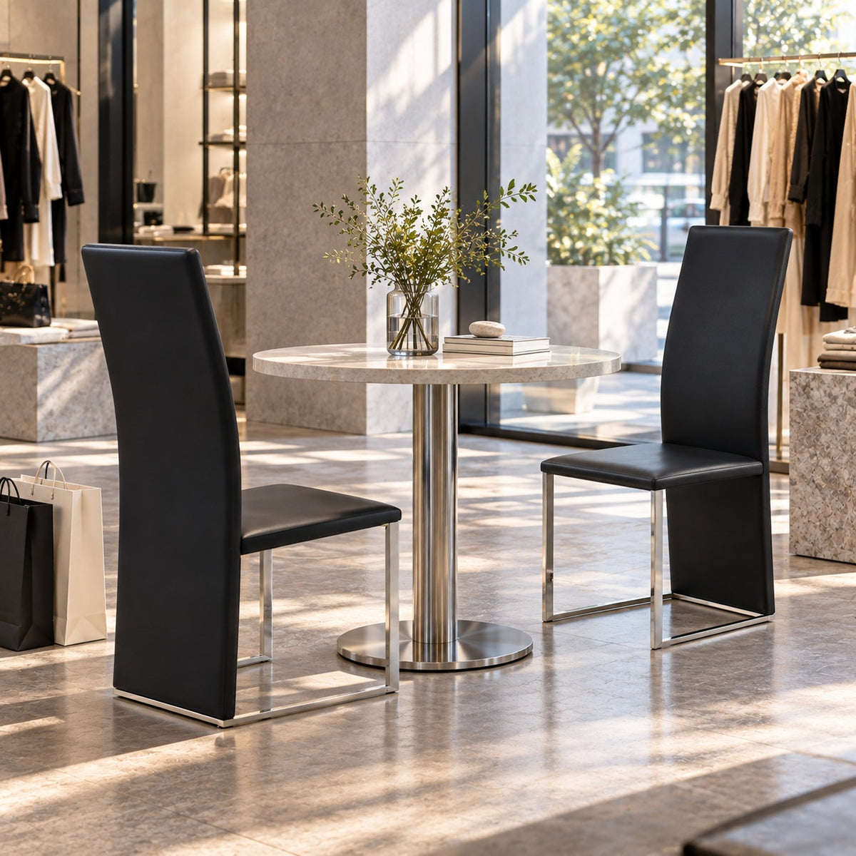 Tall Back Cantilever Chair 使用イメージ（アパレル店）
