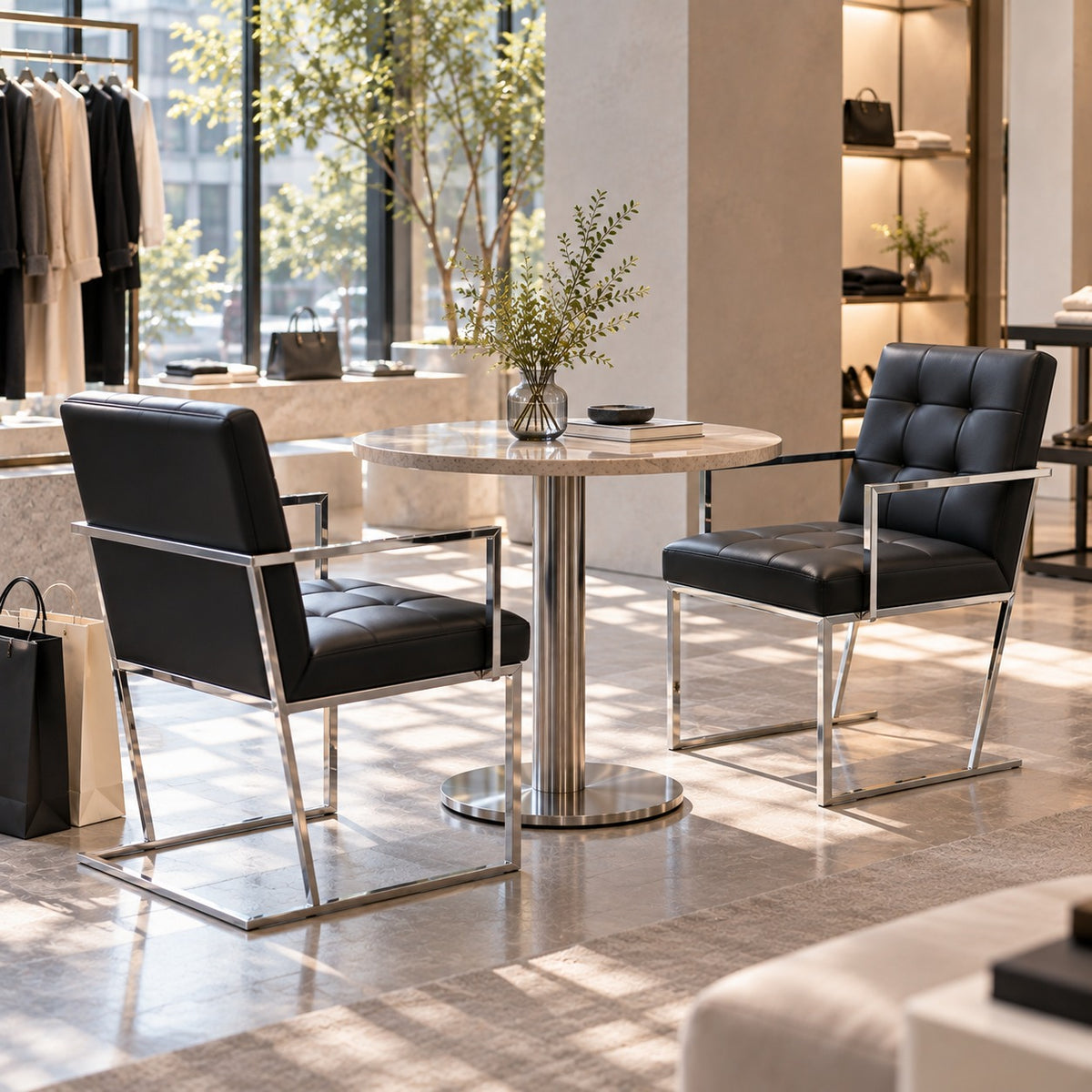 Quilt Arm Dining Chair 使用イメージ（アパレル店）
