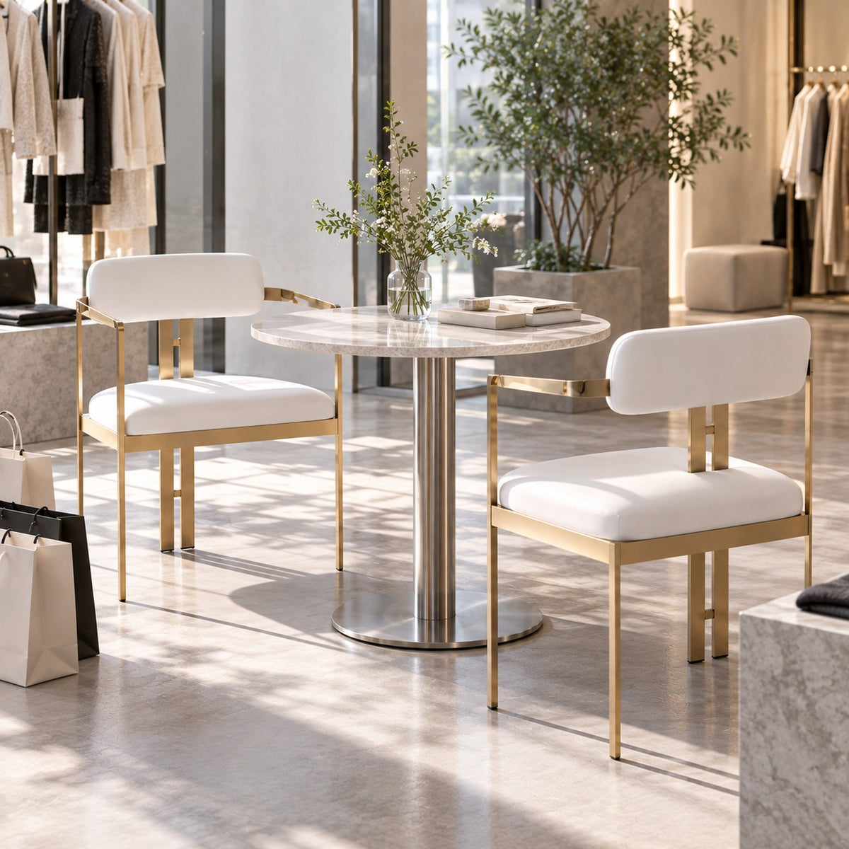 Gold Arc Arm Chair 使用イメージ（アパレル店）