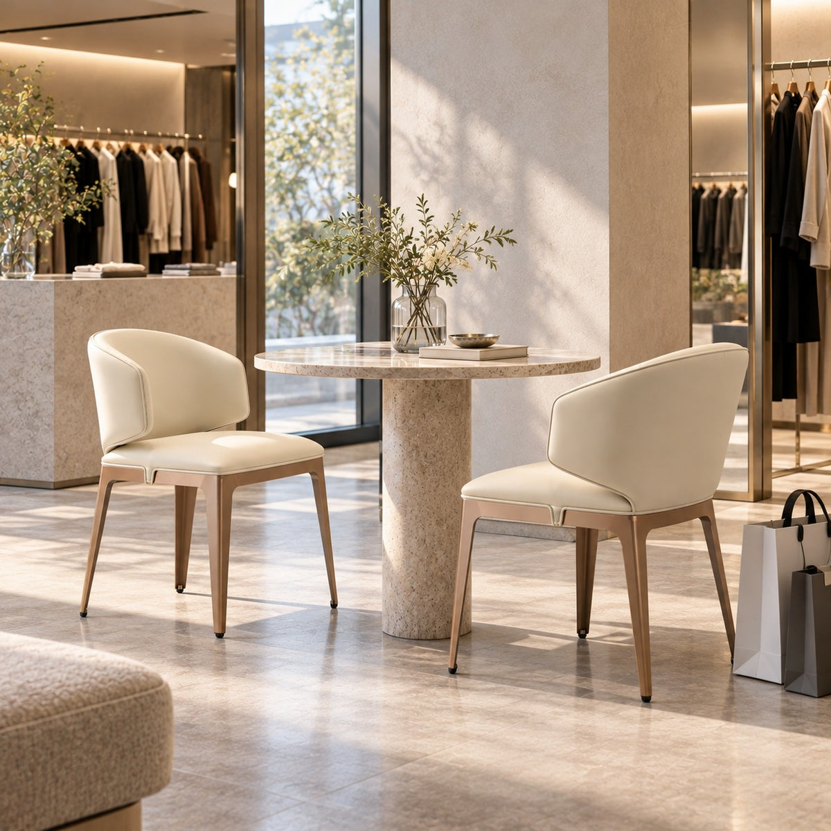 Rose Wrap Dining Chair 使用イメージ（アパレル店）
