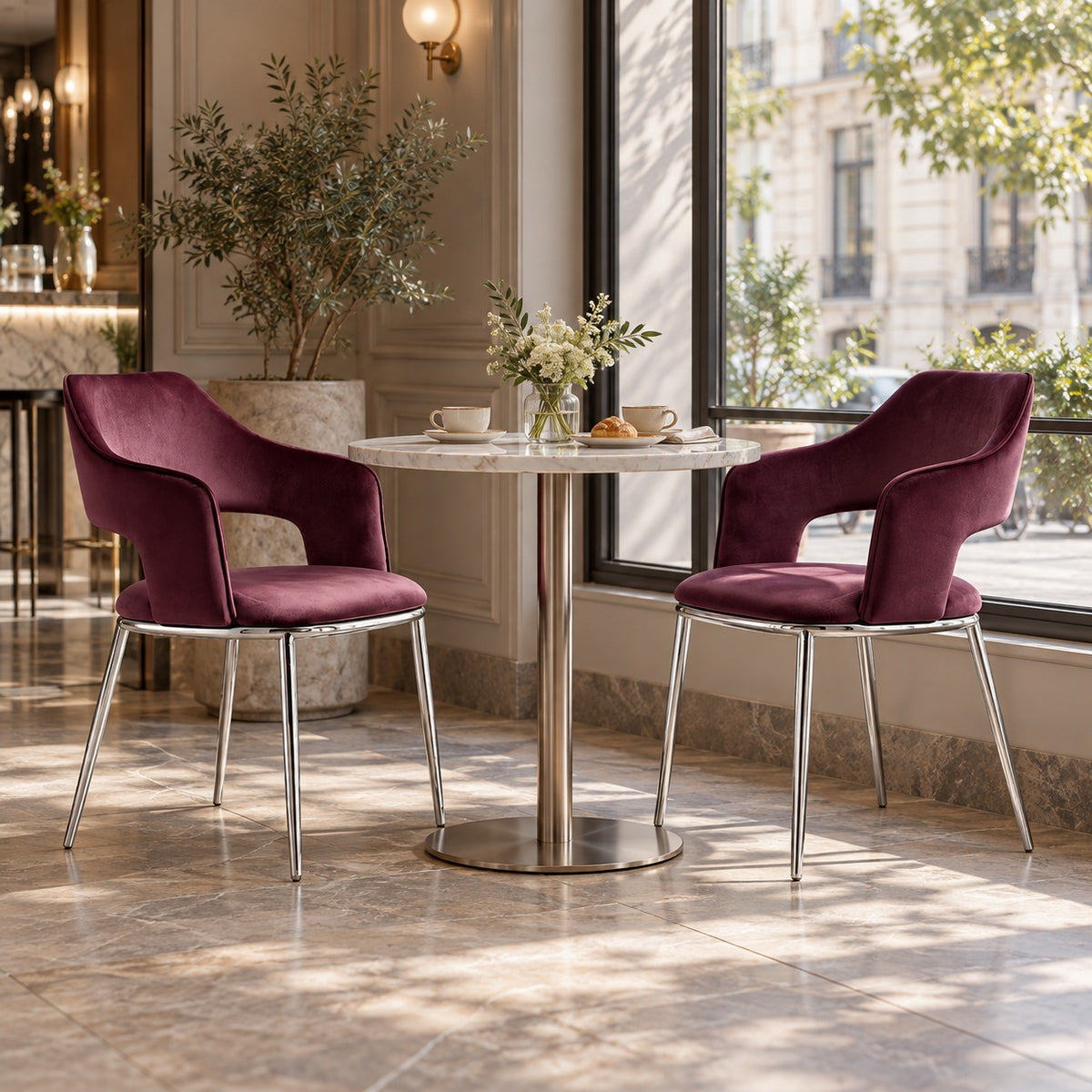 Open Arm Velvet Chair 使用イメージ