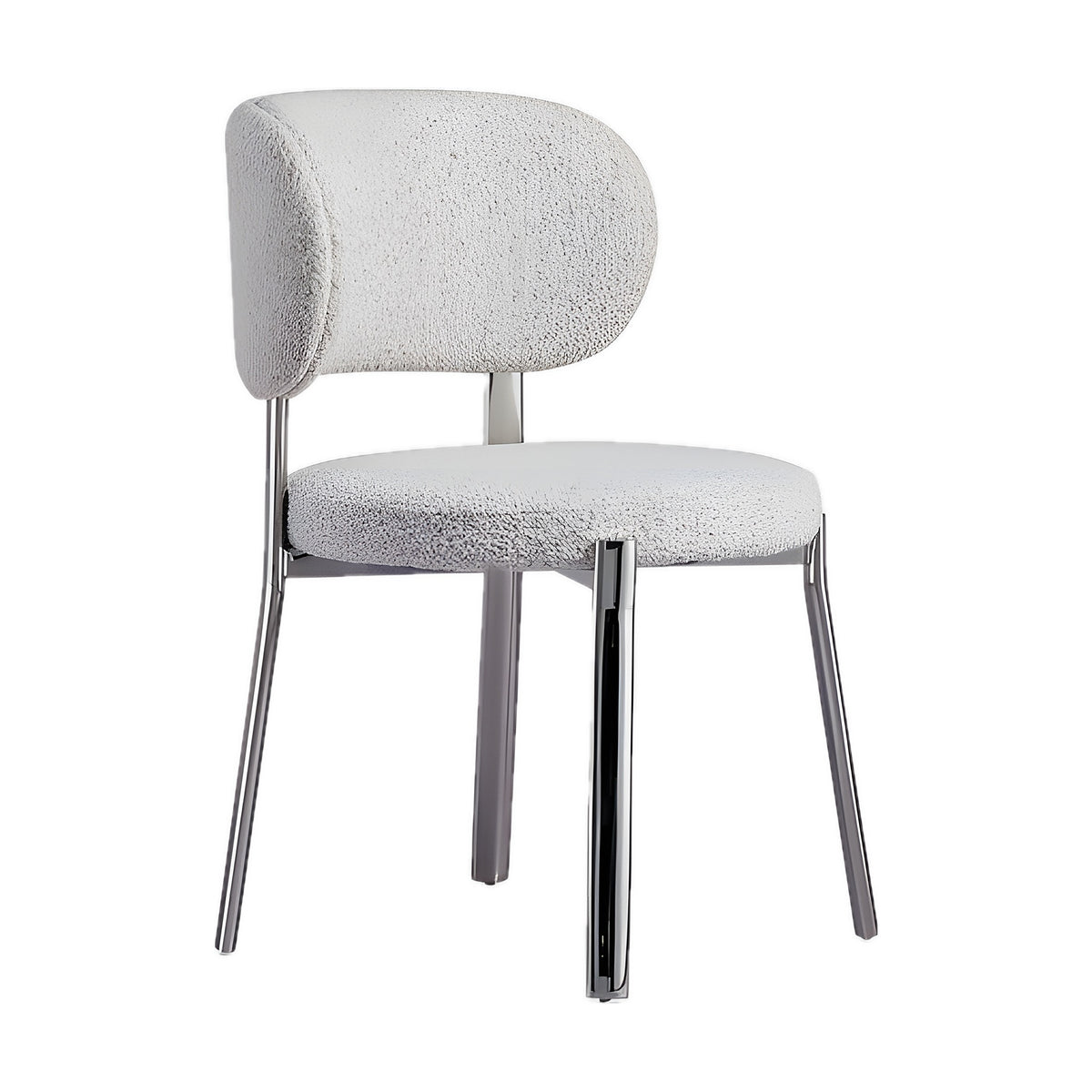 Round Boucle Dining Chair