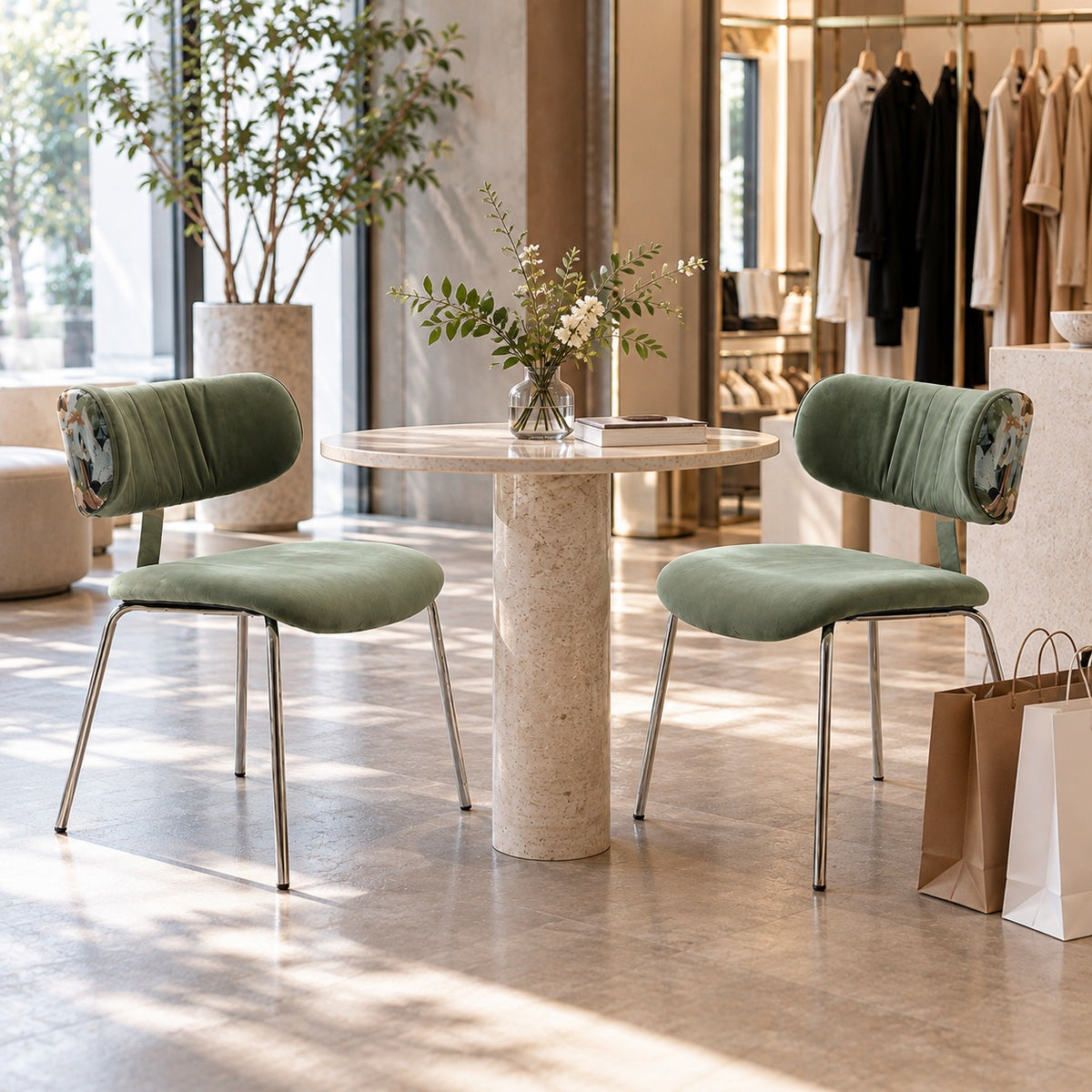 Accent Back Dining Chair 使用イメージ（アパレル店）
