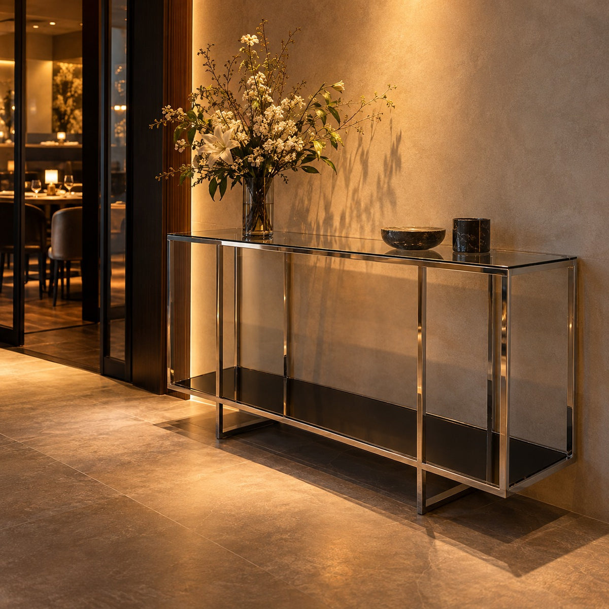 Wide Deck Glass Console 使用イメージ（飲食店）