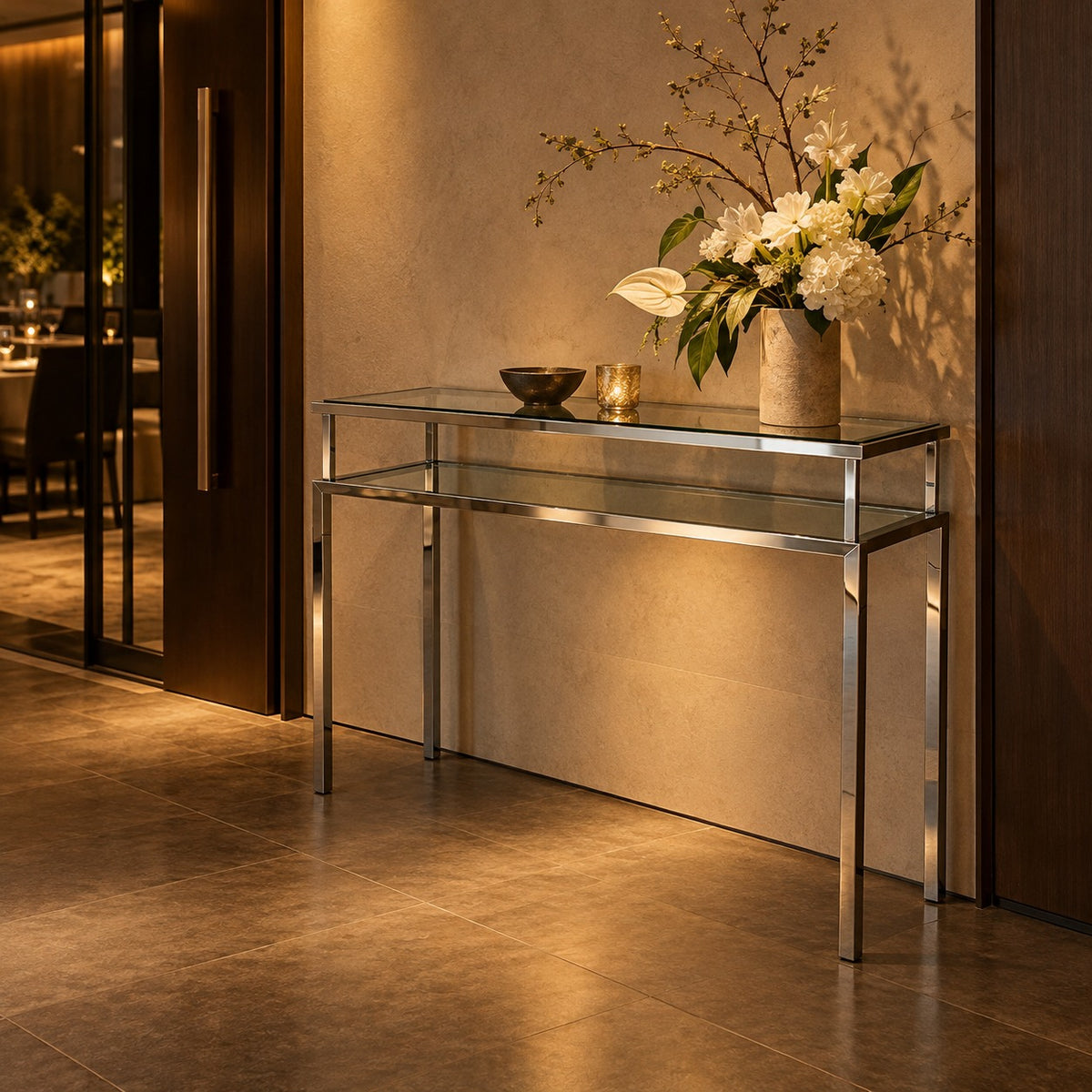 Double Frame Glass Console 使用イメージ（飲食店）