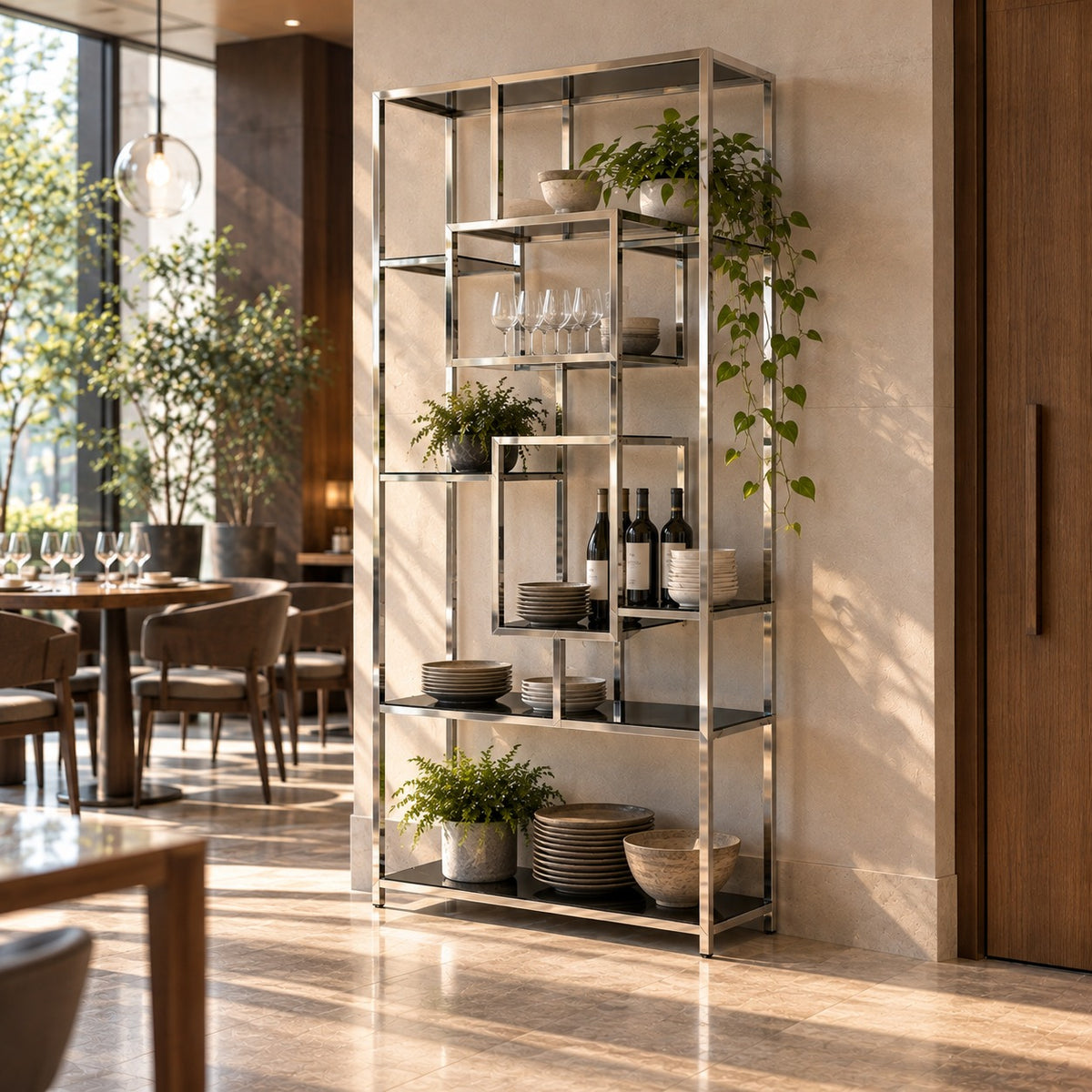 Offset Display Shelf 使用イメージ（飲食店）
