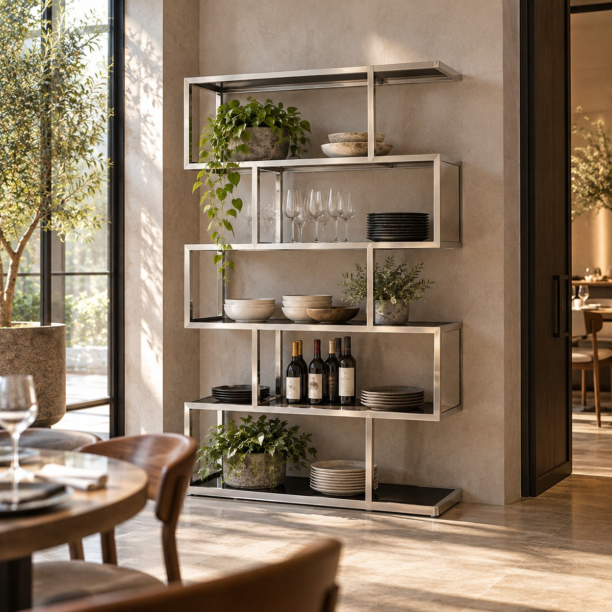 Wide Offset Display Shelf 使用イメージ（飲食店）