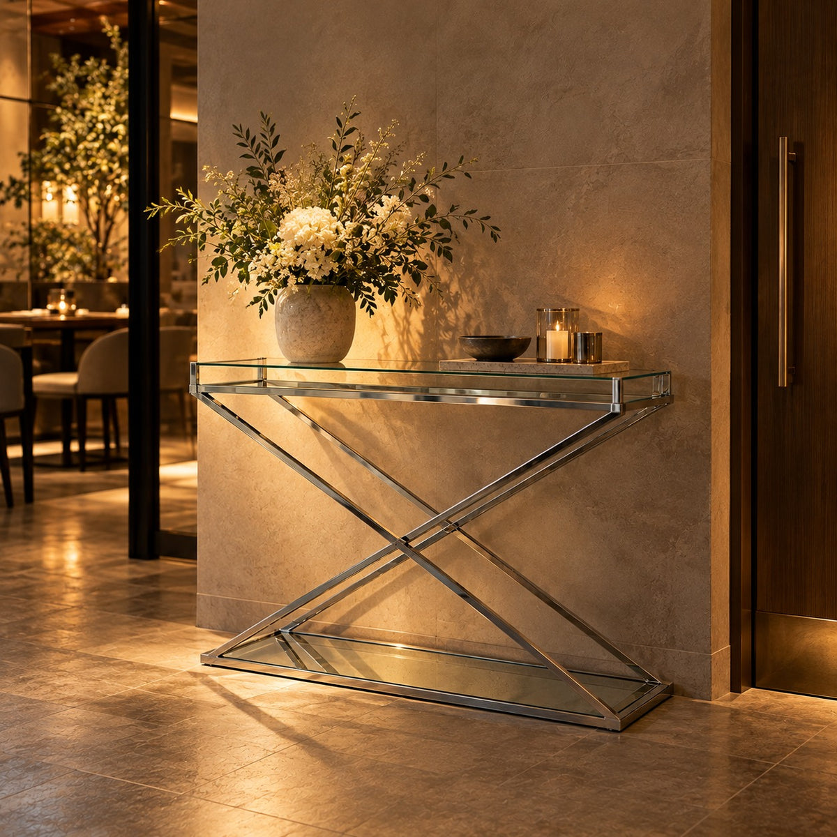 X Cross Glass Console 使用イメージ（飲食店）