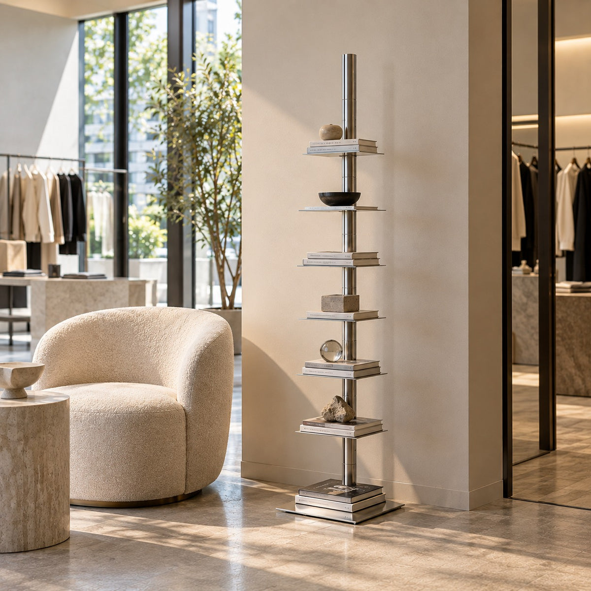 Spine Book Tower 使用イメージ（アパレル店）
