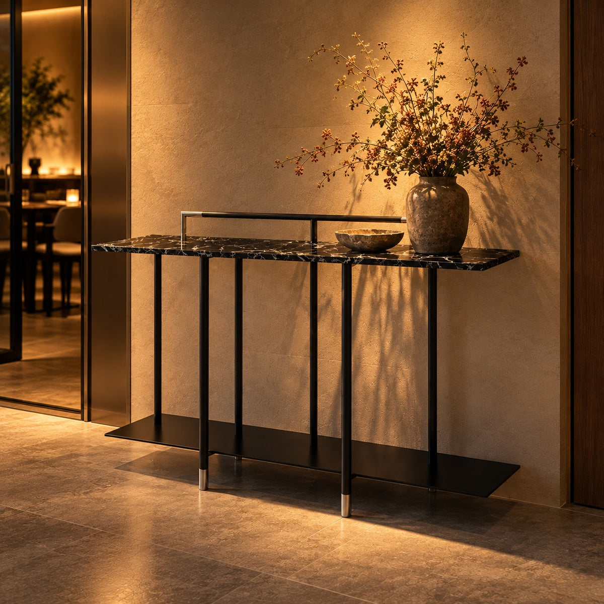 Noir Marble Deck Console 使用イメージ（飲食店）