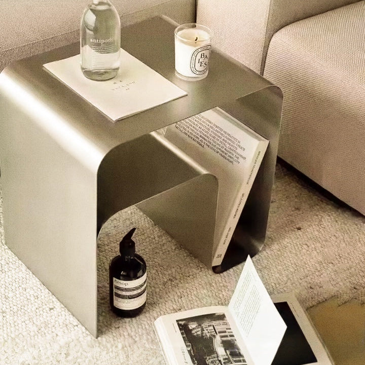 N2 Interior ステンレスサイドテーブル 即日配送】Stainless Curved Side Table サイドテーブル