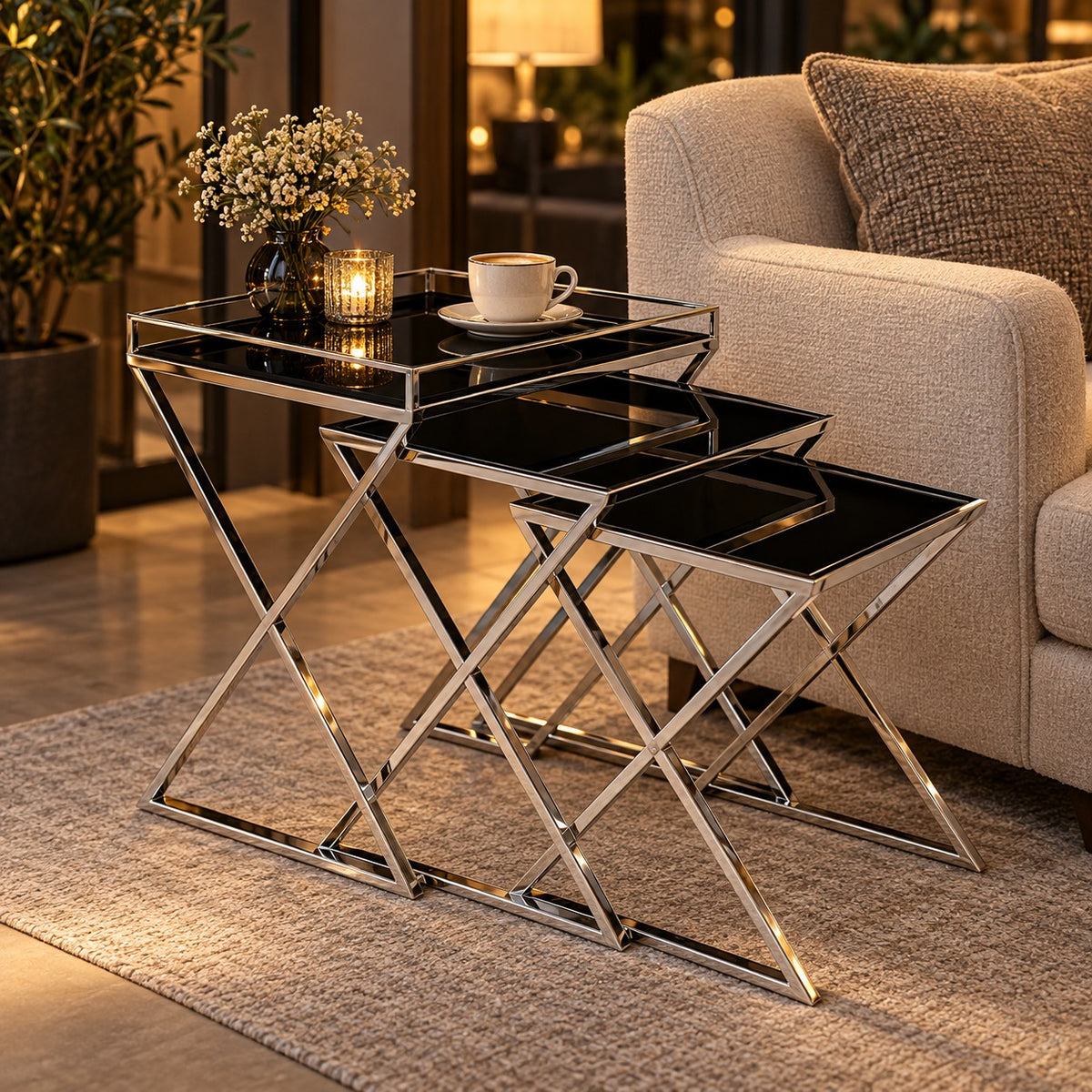 Trio Nest Side Table 使用イメージ（飲食店）