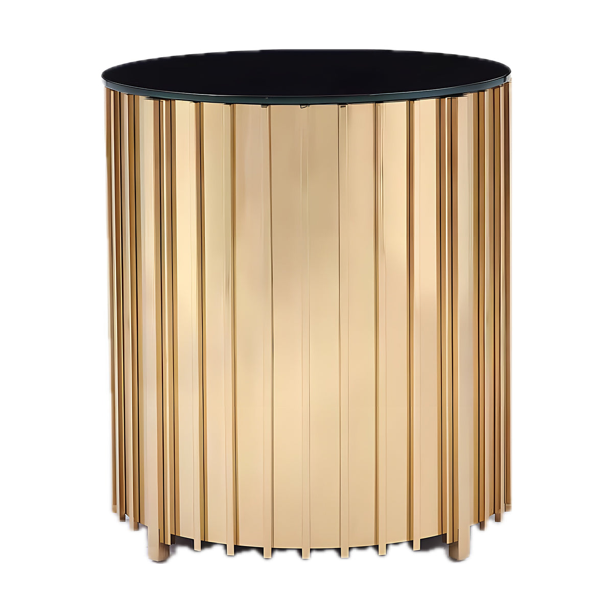 Gold Fluted Drum Side Table