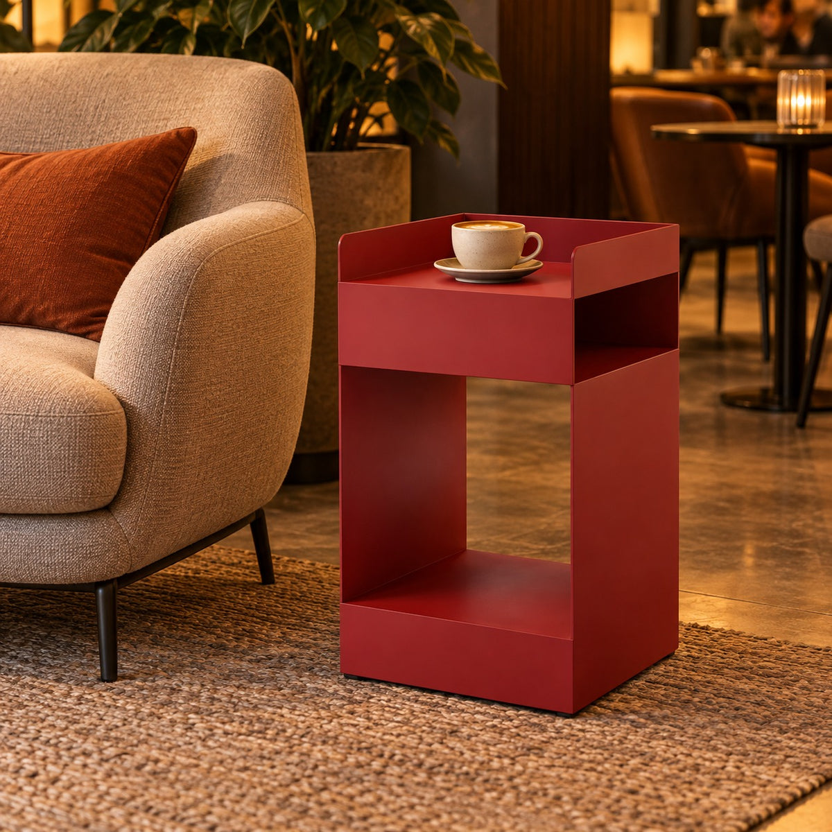 Block Box Side Table 使用イメージ（飲食店）
