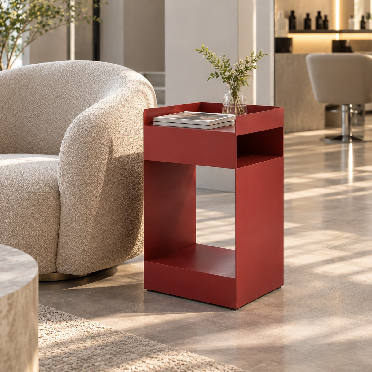 Block Box Side Table 使用イメージ（サロン）