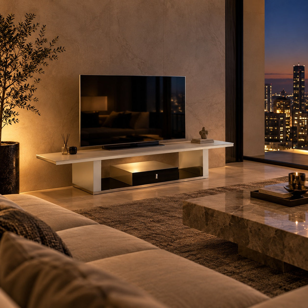 Float Glass TV Board 使用イメージ（ホテル）