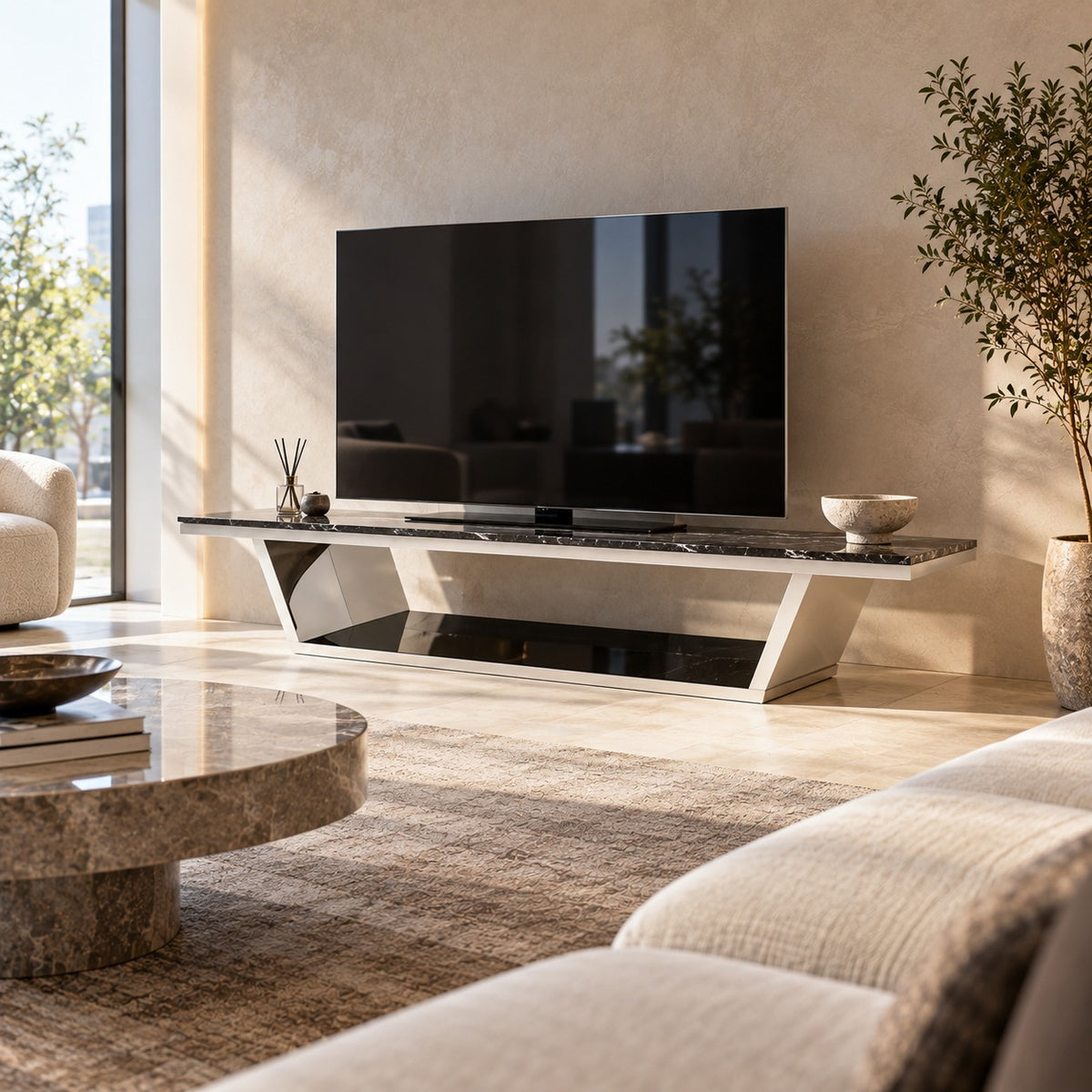 Marble Bridge TV Board 使用イメージ（サロン）
