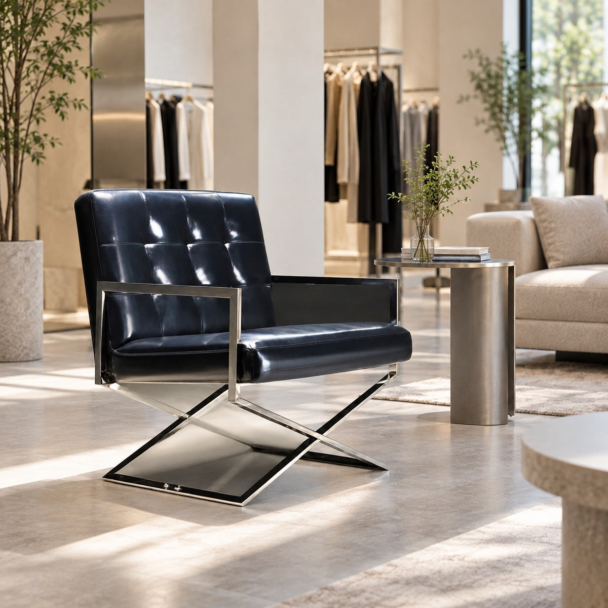 Tufted X Lounge Chair 使用イメージ（アパレル店）