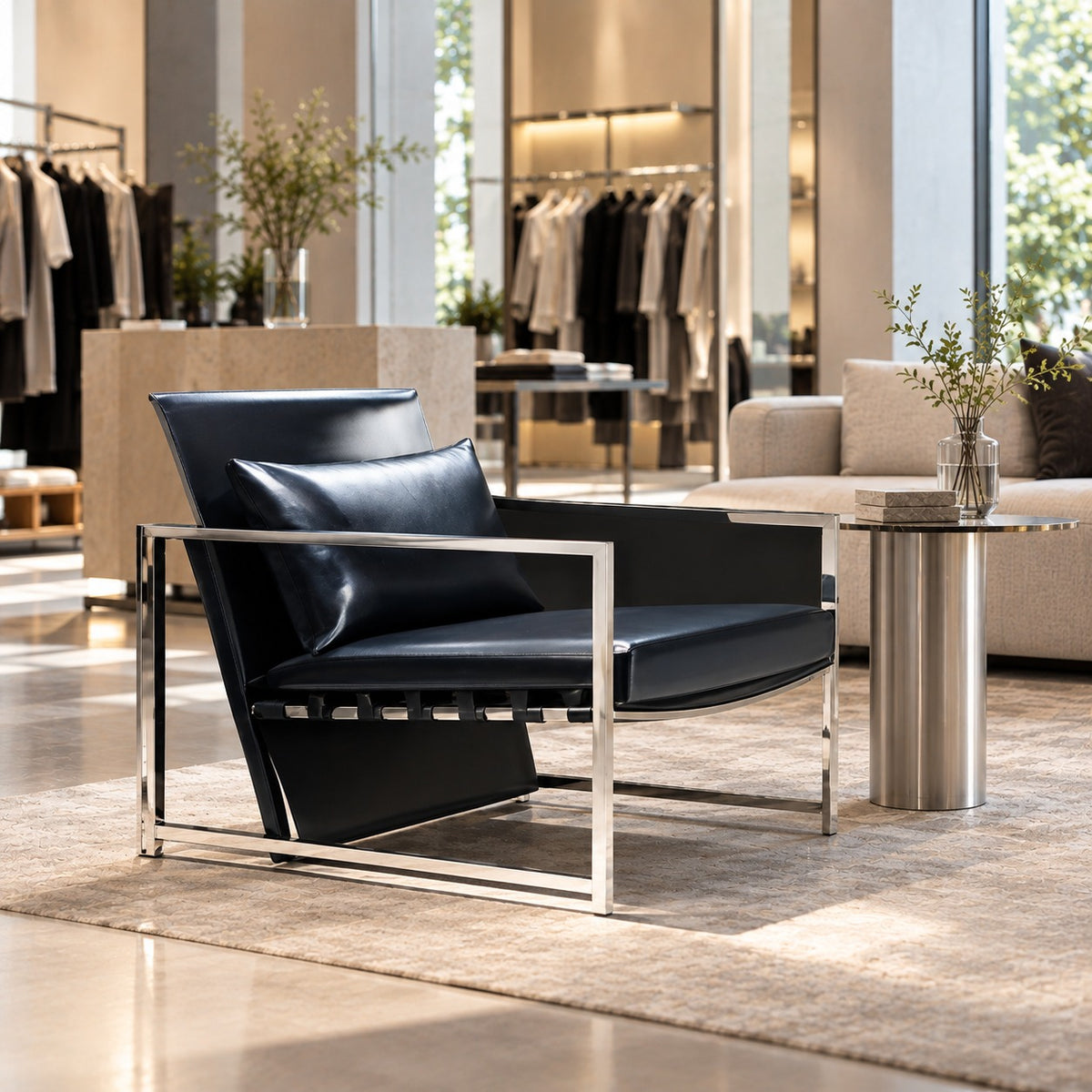Sling Lounge Chair 使用イメージ（アパレル店）