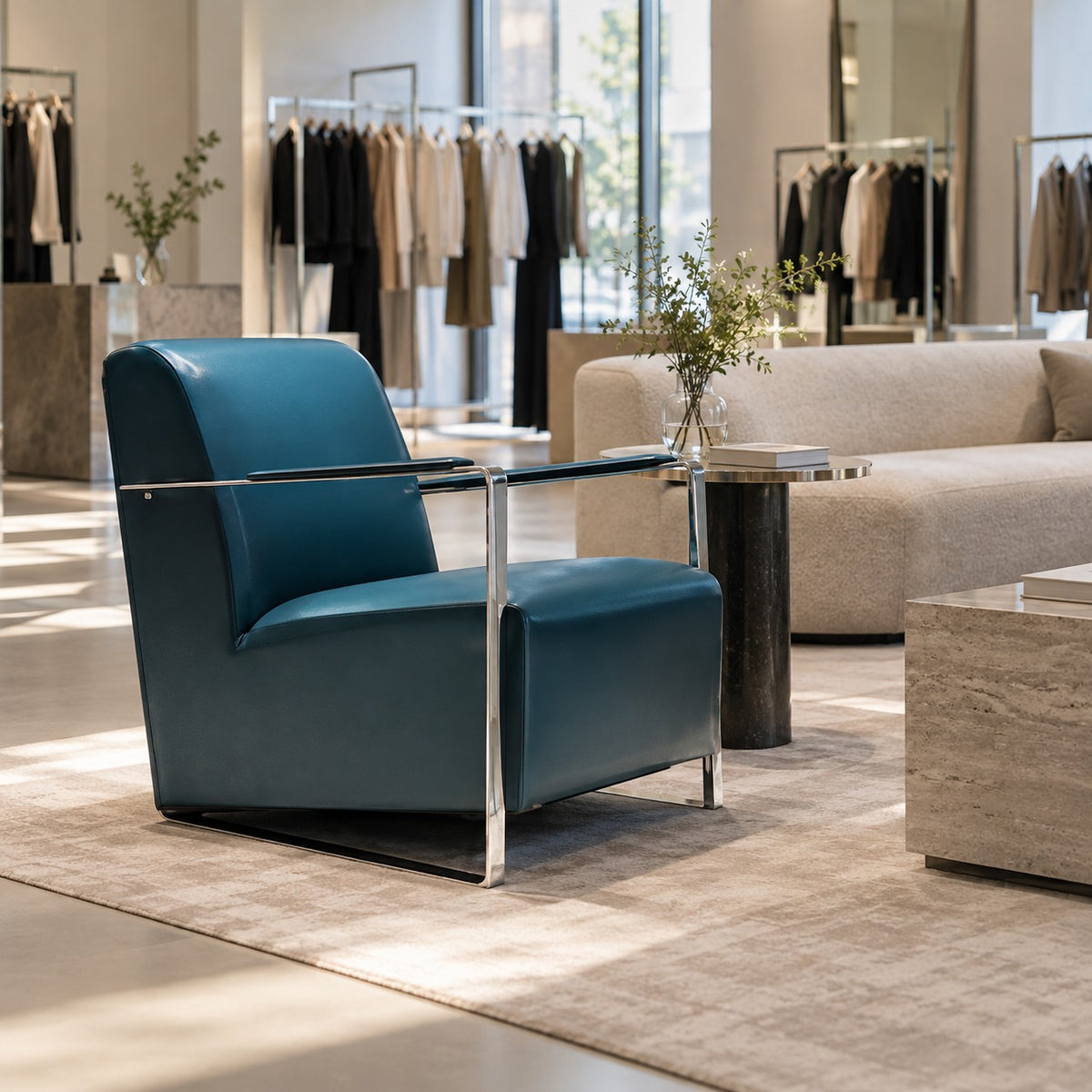 Box Frame Lounge Chair 使用イメージ（アパレル店）