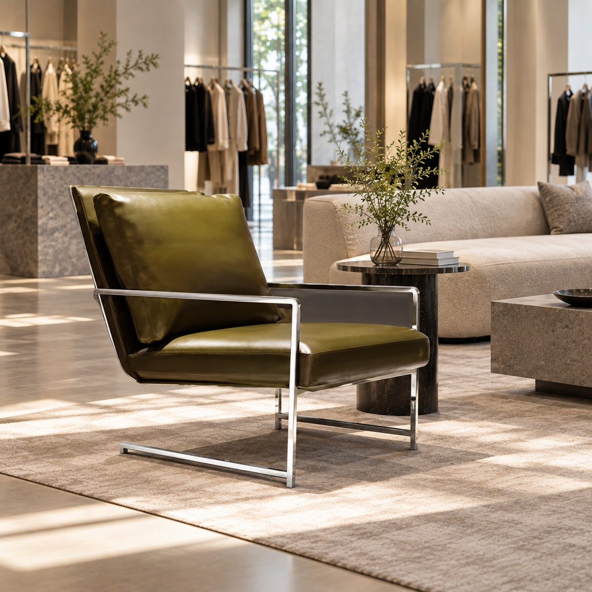 Cradle Lounge Chair 使用イメージ（アパレル店）