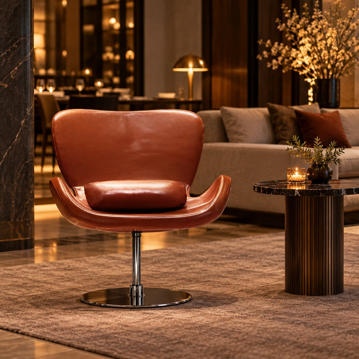 Swivel Shell Lounge Chair 使用イメージ（飲食店）