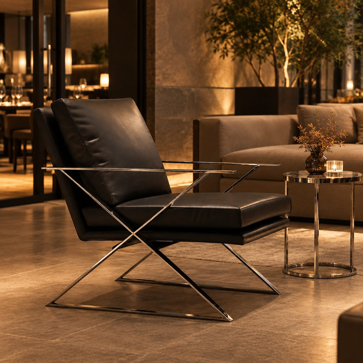 Cross Lounge Chair 使用イメージ（飲食店）