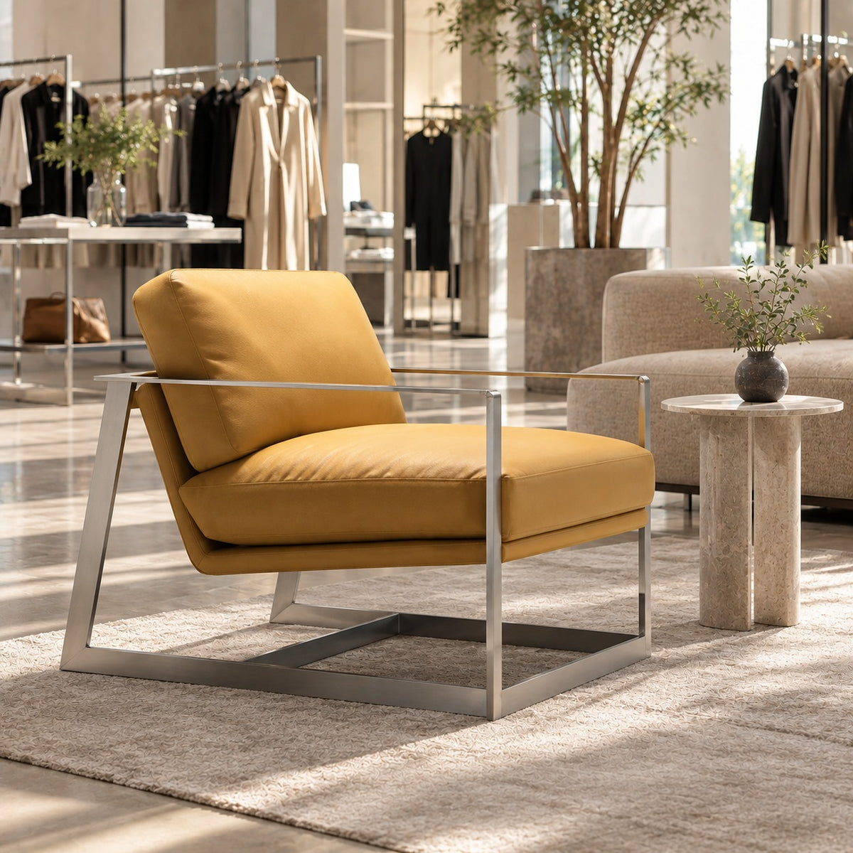 Sled Lounge Chair 使用イメージ（アパレル店）