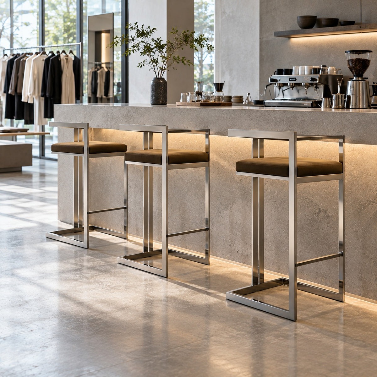 Frame Counter Chair 使用イメージ（アパレル店）