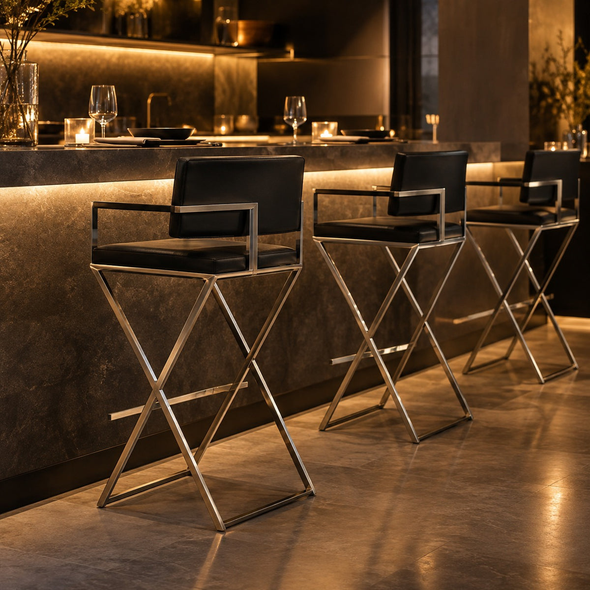 X Base Bar Chair 使用イメージ（飲食店）