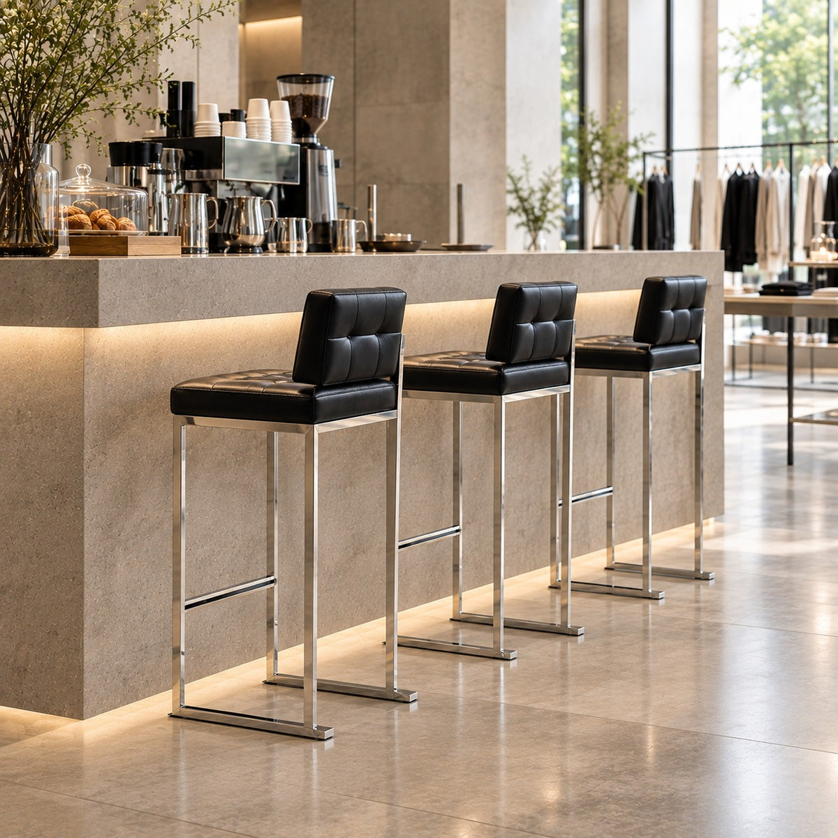 Tufted Bar Chair 使用イメージ（アパレル店）