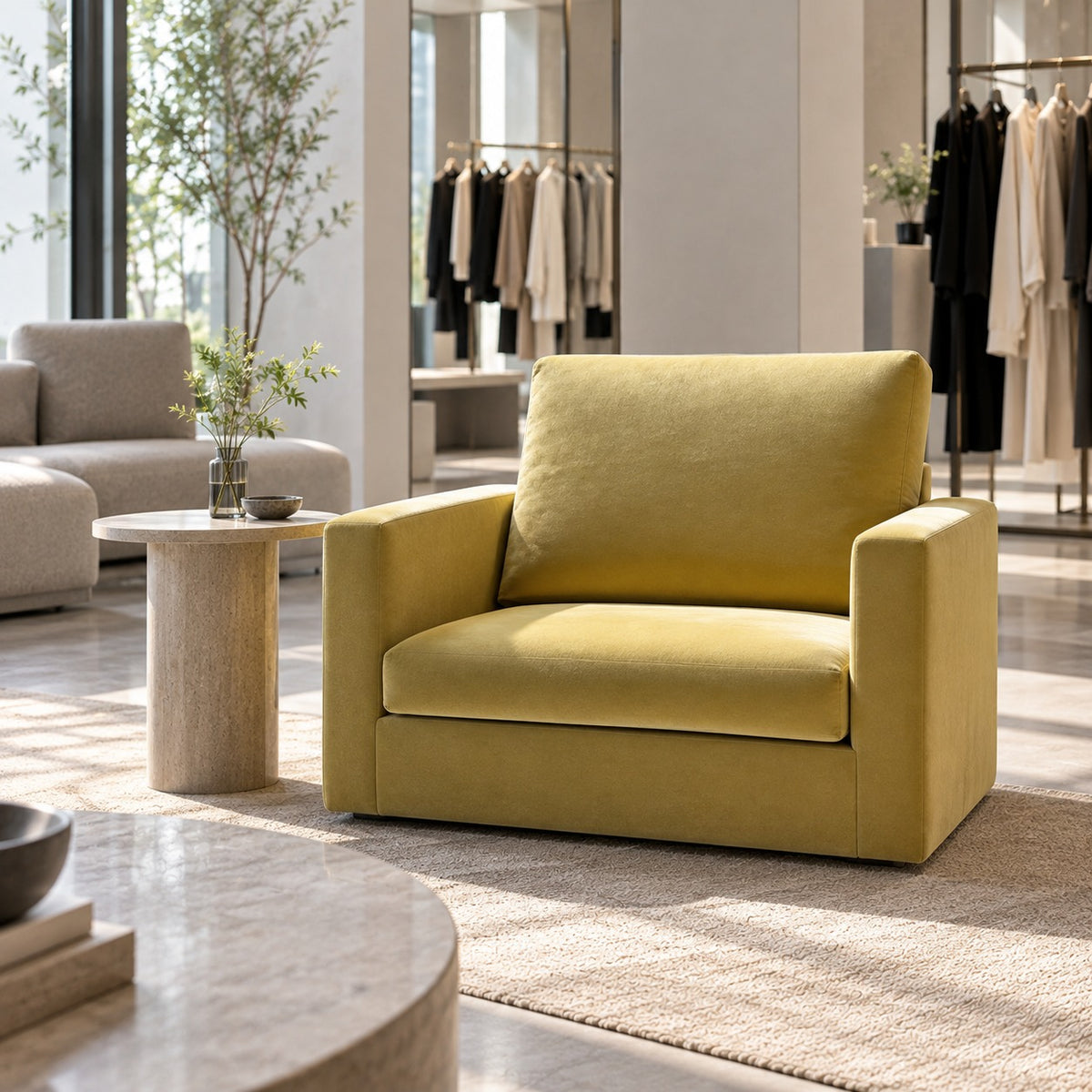 Block Arm Chair 使用イメージ（アパレル店）