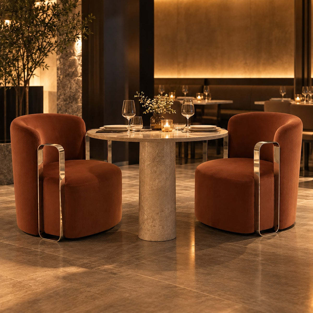 Curl Velvet Chair 使用イメージ（飲食店）